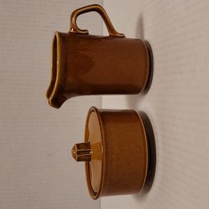 Gorgeous Vintage Ochre Creamer and Lidded Sugar Bowl